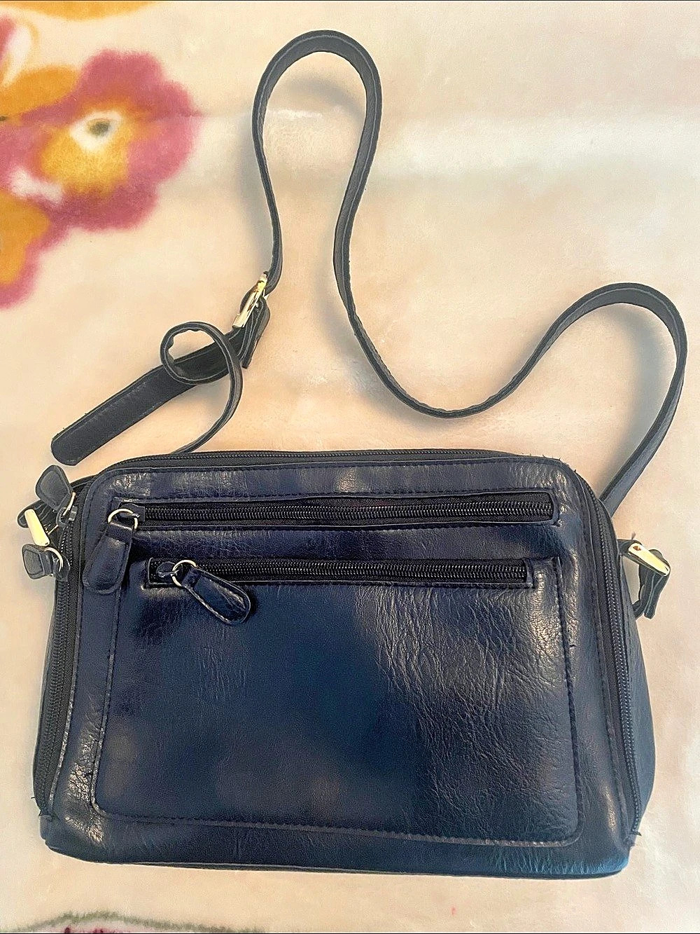 Cornell Dark Blue Leather-Look Crossbody Bag